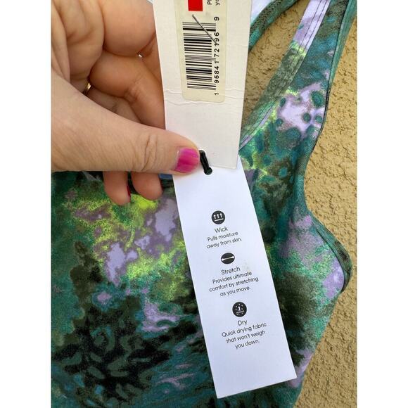 Calvin Klein XS Racerback Performance Cropped Tank Top Ice Leopard - Picture 6 of 10